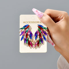 Multicolor Paved Rhinestone Angel Wing Stud Earrings Women Boho Statement Vacation Party Daily Wear Accessories