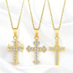 Stainless Steel Light Luxury Small Pendant Necklace With Micro-Set Zirconia Stones For Women