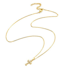 Stainless Steel Light Luxury Small Pendant Necklace With Micro-Set Zirconia Stones For Women