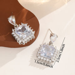 European And American Style French Minimal Luxe Square Zircon Earrings